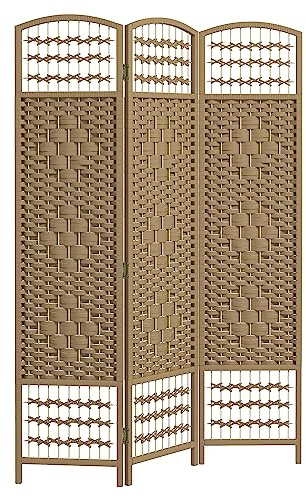 HOMCOM 3 Panel Folding Room Divider, Privacy Screen, Freestanding Paravent Partition Separator for Living Room, Bedroom and Office, 120 x 170cm, Natural Wood