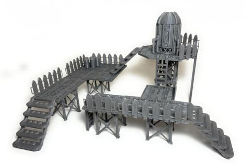 LM3D Industrial Tank Assault, Scenografia Sci-Fi per Wargames, 32 pezzi di terreno industriale, piattaforme e scale