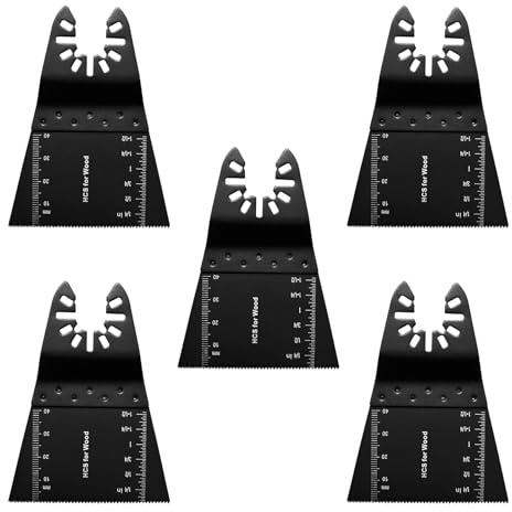 5-Piece 68mm Oscillating Saw Blades, HCS Multi Tool Blades for Wood Cutting | 5 HCS coarse blades with dual scales for wood, plastic, PVC and drywall; quick-release fit for selected multi-tools.