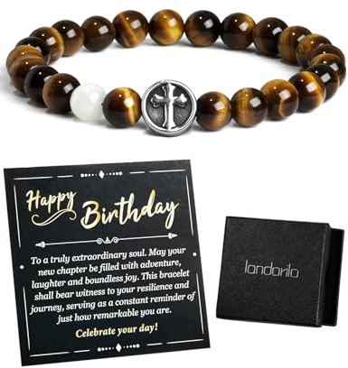 Landorilo Bracelet Homme Pierre Naturelle, Cadeau Hommes