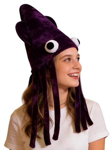 Kawiithn Gorro de Calamar | Gorro de Disfraz de Calamar Transpirable,Gorros de Animales Marinos para - para Fotografía, Espectáculos, Halloween, Navidad, Cumpleaños, Niños, Adultos,