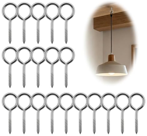 20 Pcs Screw in Vine Eyes 65mm 304 Stainless Steel Eyelet Hooks Garden Gear | Rust Resistant Ring Screws for Climbing Plants Garden Wire Curtains Wood Projects and Outdoor Hanging Garden Hanging Hardware