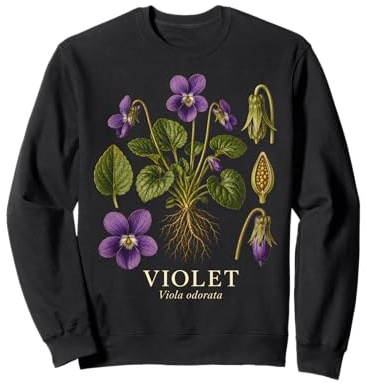 Violet Viola Odorata Purple Flower Botanical Plant Study Sweatshirt