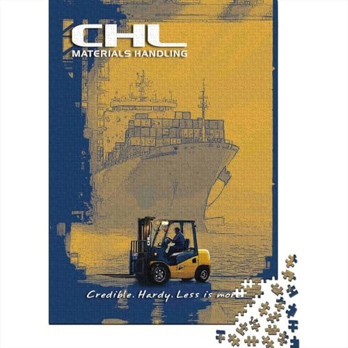 Barco de Carga Montacargas en Puerto Puzzle de 1000 Piezas Papel para Adultos Escena Industrial Relajación Decoración Regalo Familiar 70x50cm/1000pcs