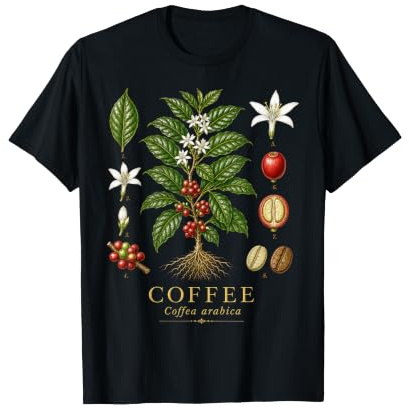Coffee Coffea Arabica Vintage Botanical Anatomy Study Plate T-Shirt