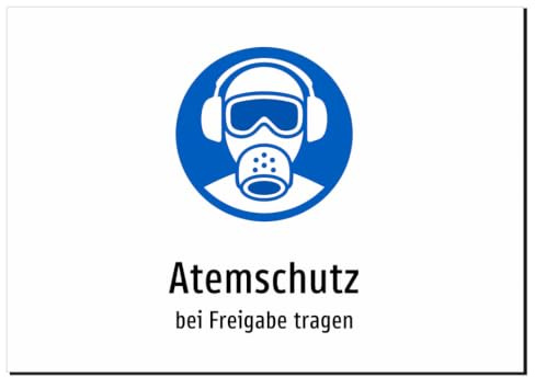 36517-DE-S-11 | Atemschutz - bei Freigabe tragen | Aufkleber A4, 297 x 210mm | mit Symbolgrafik und Text