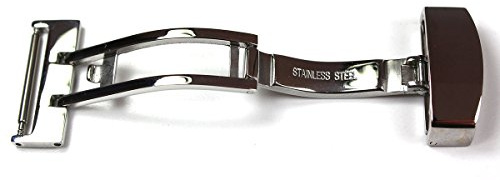 Sulla, cinturino per orologio con fibbia deployante con un lato lucido, da uomo, in pelle, 20 mm