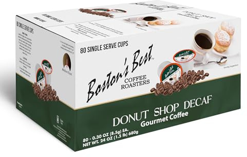 Boston’s Best - Hearty Donut Shop Decaf Medium Roast Delicious Gourmet Coffee Compatible with Keurig Coffee Maker, 1 Count (80 Single Serve Cups)
