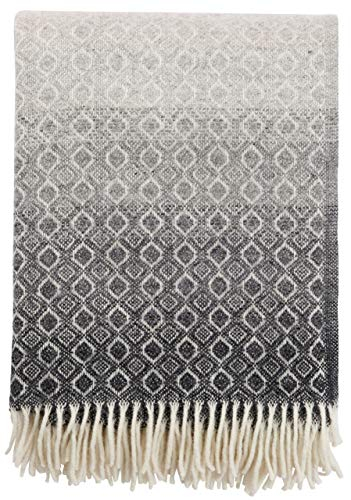 Klippan: dunkelgrau-beige verlaufende Wolldecke 'Havanna', 130x200cm mit Fransen, 100% Lambswool
