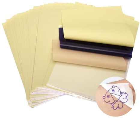 ATOMUS 50 Blätter Tattoo Transferpapier Carbon Thermal Tracing Carbon Schablone Papier Transfer Kopierpapier A4 Größe für Tattoo Drucker Maschine (50 Blätter)…