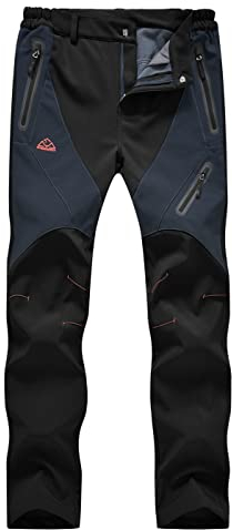 donhobo Damen Wanderhose Wasserdicht Softshellhose Outdoorhose Winddicht Warm Gefüttert Winterhose Trekkinghose Skihose Funktionshose Schwarz L