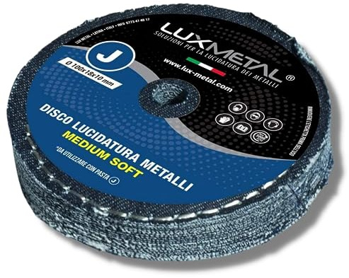 Lux Metal Disco Lucidatura Medium Soft 100 mm In Cotone Jeans Robusto Dischi Per Lucidare A Specchio Metalli Alluminio Acciaio Inox Ruota Lucidante Trapano Mola Ottone Rame Bronzo Ferro Legno Marmo