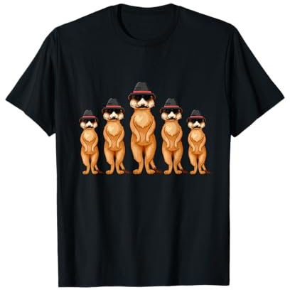 Lustige Erdmännchen Detektive Sonnenbrille Hut Surikate T-Shirt