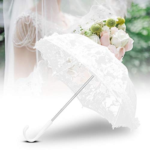 Voluxe Parapluie en Dentelle, Parapluie de Broderie 16.5x19.3in, Accessoires de Parapluie Accessoires Photo décoration de fête scène Performance pour Mariage mariée Danse(51241 Bleaching)