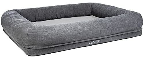 ONVAYA® Hundebett | passend für orthopädisches Hundekissen | weiches & kuscheliges Hundesofa | Hundecouch mit hohem Rand | Größe XL | für große und kleine Hunde | Bezug waschbar | Grau