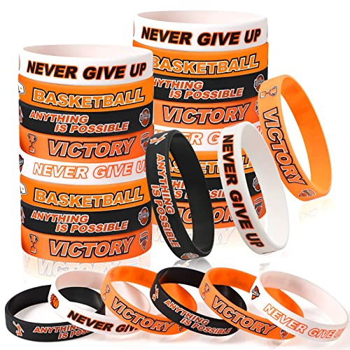 Aoriher 36 Pezzi Braccialetto Motivazionale in Silicone per Basket, Decorazioni per Feste di Basket per Bambini Adolescenti Feste di Basket Braccialetti per Basket per Regali Sportivi di Gioielli