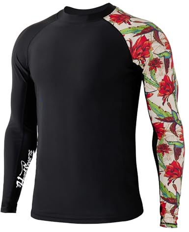 HUGE SPORTS Schwimmshirt Badeshirt Rashguard-Shirts Herren Langarm UPF 50+ | UV Sonnenschutz Elastisches Gewebe Atmungsaktiv Schnelltrocknend Leicht für Schwimmen Surfen Wassersport Radfahren Wandern