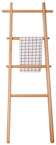 GAOYH Échelle à Serviettes en Bambou, échelle à vêtements en Bois Massif 4 Crochets horizontaux à 4 côtés Porte-Serviettes indépendant, Échelle décorative Porte-Serviettes Bain Étendoir à Linge