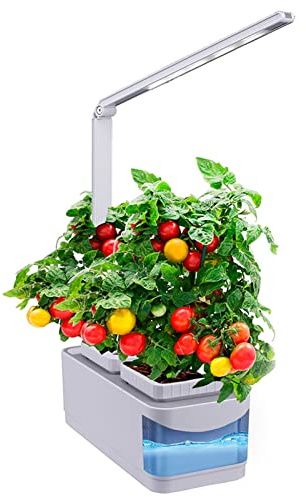 2 in 1Giardino Intelligente con Lampada LED(2 Baccelli) per Piante Fioriera da Giardino Altezza Regolabile per Germinazione Serra Idroponica con Timer Automatico per Cucina Casa Bianco