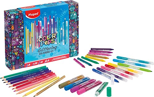 Maped - Stifte-Set COLOR'PEPS GLITTERING - 31-tlg. - ideal zum Verschenken - zum Zeichnen,Basteln und Schreiben - Schreibset