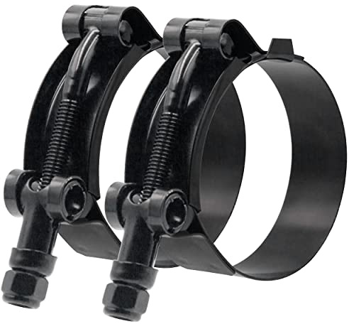 ISPINNER 2 Pack 1.25 Inch Stainless Steel T-Bolt Hose Clamps, Clamp Range 41-46mm for 1.25 Hose ID (Black)