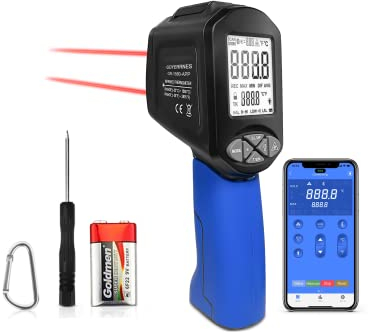 Infrarot-Thermometer Pistole(Nicht für Menschen) Berührungslose Digitales Thermometer mit APP Connect Funktion【NICHT für Mensch】 (1580-APP(Blua))
