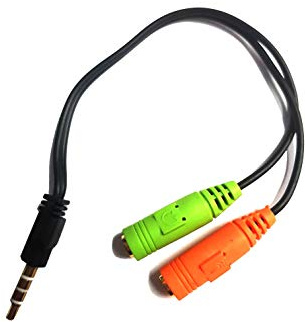 Mr. Gadget's Solutions® 3.5mm Stereo Audio Splitter Cable 2 Female to 1 Male with Separate Headphone & Microphone Connectors