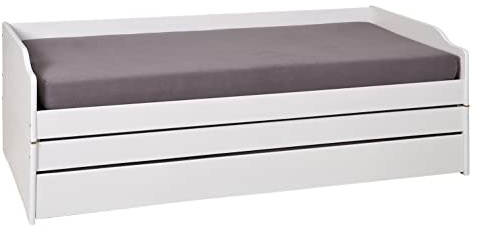 möbelando Funktionsbett >Lotar< (BxHxT: 97x65x209 cm) in Weiss - 97x65x209 (BxHxT)