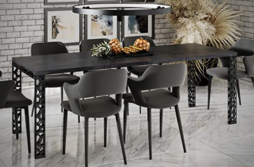 Endo-Moebel Esstisch Matio 130cm - 220cm erweiterbar Metallgestell schwarz Küchentisch (Beton Dunkel)