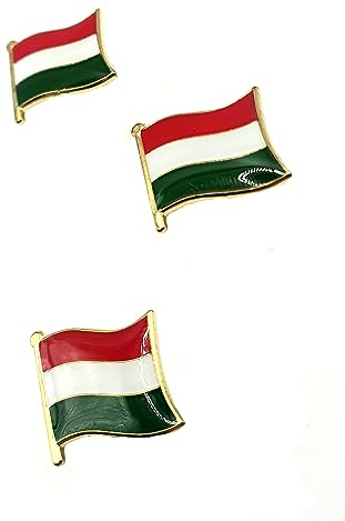 Anstecknadel mit ungarischer Flagge, Metall, emailliert, 3 Stück, Metall