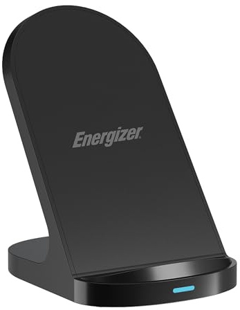 Energizer Black QI Wireless Charging Stand 15W - Ultra-Thin Charging Pad for QI-Integrated Smartphones and Non-Magnetic Phones