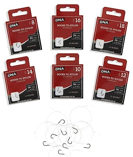 Fishing Hooks to Nylon x 60 With Loops Barbless Coarse Match Carp 10 Each Size