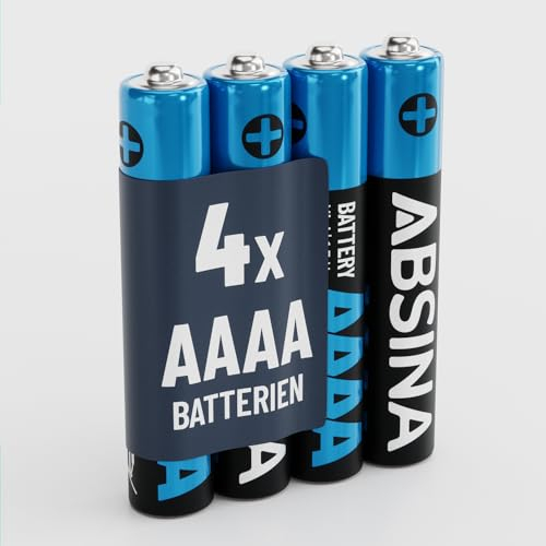 ABSINA 4X Batterien AAAA für Surface Pen, Tablet Stift und vieles mehr - AAAA Batterie 1,5V Alkaline - Mini Batterien AAAA LR61 E96 - Batterie AAAA 1,5V, AAAA Batteries