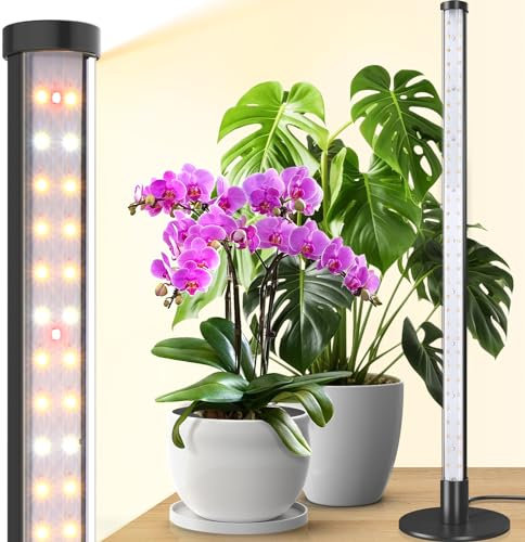 Barrina Grow Lights for Indoor Plants, 20W 2FT/60cm T10 Desk LED Plant Light, Hanging and Standing, Table Top Full Spectrum Vertical Grow Light and On/Off Switch for Seedlings Vegs Flowers