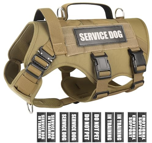 WINSEE Service-Hundegeschirr für mittelgroße Hunde, Taktische Arbeitsweste mit 10 Haustier-Patches, kein Ziehen, strapazierfähiges Geschirr für Training, Jagd, Spazierengehen