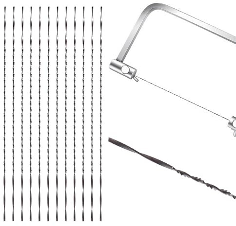 VooGenzek 12 Pezzi 8# Lame per Sega a Scorrimento con Denti, Lame da Traforo con Dentatura, Sega a Lame con Denti a Spirale, Lame per Seghe a Scorrimento, per Taglio della plastica Segatura(8#)