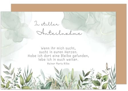 Edition Seidel Premium Trauerkarte mit Umschlag. Beileidskarte Trauer Karte mit Spruch In stiller Anteilnahme Teilnahme Mitgefühl Blumen (T1153 SW024)