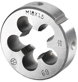 CoCud Metrisches verstellbares Rundschneideisen, M18 X 1.5, Gewinde aus legiertem Stahl, Linksgewinde - (Anwendungen: zur Bearbeitung von Außengewinden für Metall und Kunststoffe)