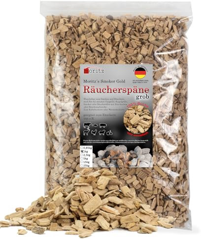 Moritz 1 kg di trucioli di faggio grossolano, 6 – 12 mm, affumicatura a freddo di pesce, carne, formaggio, verdure, anche per barbecue, barbecue – farina affumicata