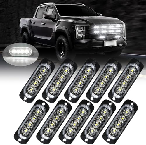 UPXSXT 10 Pezzi Luce di posizione laterale, 12V 4LED Indicatori Laterali Luci per auto, moto, SUV, camion, carrelli elevatori, fuoristrada, veicoli di ingegneria, barche (Bianco)
