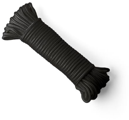 SNURO Corda di nylon (6mm, 20M, nero) - Corda in poliammide intrecciata per qualsiasi applicazione - Resistente all'usura e robusta - Forza di rottura 622kg