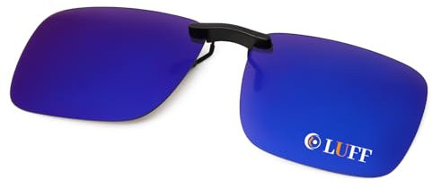 LUFF Polarized Clip on Sunglasses Over Prescription Glasses for Men Women Driving/Fishing Anti Glare|100% UV400 Protection Blue 60 * 47mm