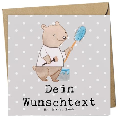 Mr. & Mrs. Panda Personalisierte Karte Maler Herz - Geschenke, Lustig, Karten, Postkarte, Spruch, personalisiert, Witzig, Malermeister, Malerbetrieb, Grußkarte, Geschenk