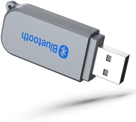 QOFOWIN Adattatore da USB a Bluetooth, ricevitore audio wireless da 3,5 mm, Bluetooth 5.3, adattatore musicale per auto, per sistema audio stereo, HomeStereo, Spesker portatili, (H222-Gun Grey).