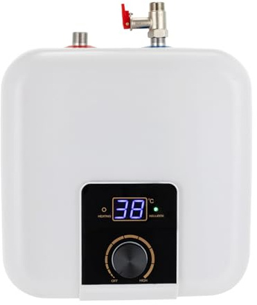 HarBin-Star Scaldacqua elettrico istantaneo, 8 l, con valvola di sicurezza e tubo, scaldabagno istantaneo, 1500 W, 220 V, 29 x 29 x 29 cm