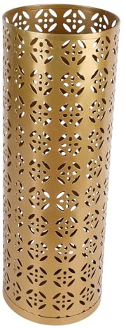 Metal Round Umbrella Stand Rack Premium Weighted Waterproof with Hollow Design for Wet Dry Umbrellas Compact Space Saving Entryway Home Office Decor (L 83‑89cm)