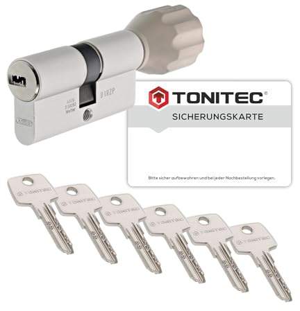 ToniTec Cylindre de serrure TEC440 d'ABUS Cylindre de serrure à fermeture identique en tant que cylindre à bouton Taille 55/35K avec Codecard