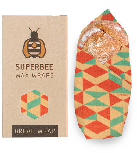 SUPERBEE Beeswax Bread Wrap, Reusable Beeswax Wrap for Food, Wrap Bread, Reusable Bees Wrap Paper for Wrapping Vegetables, Cheese Paper, Bowl Covers and Sandwich Wrapping, XXL (Retro Vibes)