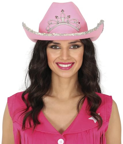 FIESTAS GUIRCA | Rosa Cowboyhut aus Filz – Glamouröses Accessoire für Western- und Texas-Kostüme – Perfekt für Junggesellinnenabschiede, Festivals und Themenpartys – Einheitsgröße Erwachsene – Rosa