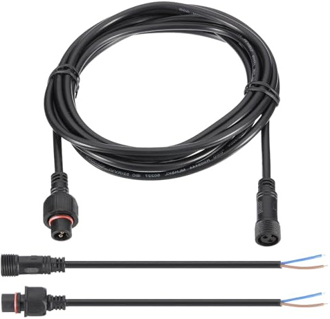 PATIKIL 9.84Ft 2 Pin Extension Cable Wire, 20AWG Waterproof IP67 Extension Cord with 7.87 Male Female Connector kit for Boat Car Truck Indoor/Outdoor Solar LED Strip Light, Black